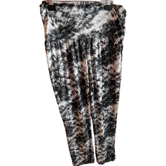 Bobbie Brooks Size 1X Tie Dye Black White Yoga Pants Soft Pull On High Waist - Picture 1 of 4